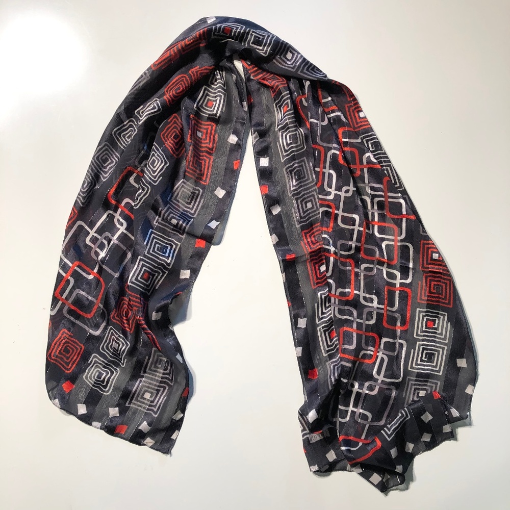 Farah Black and Red Square Scarf